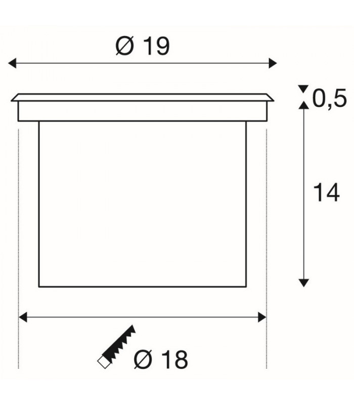 1 Light Ground Light Fitting, Round, Stainless Steel 304, Ip67