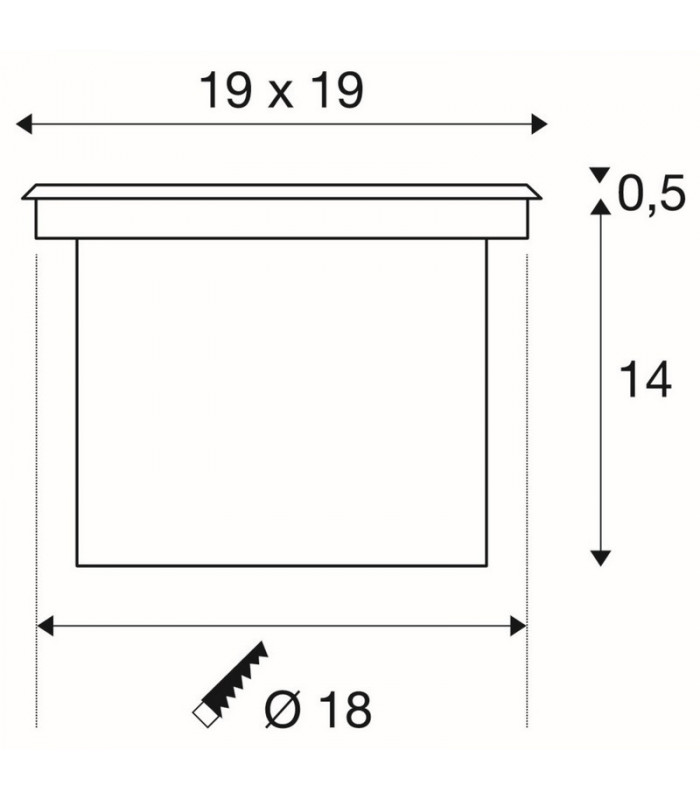 1 Light Ground Light Fitting, Square, Stainless Steel 304, Ip67