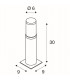 Outdoor Bollard, Stainless Steel 316, Led, IP55