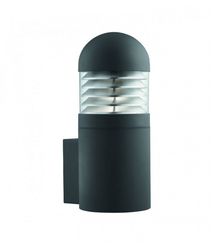 1 Light Outdoor Large Wall Light Black with Polycarbonate Shade IP44, E27
