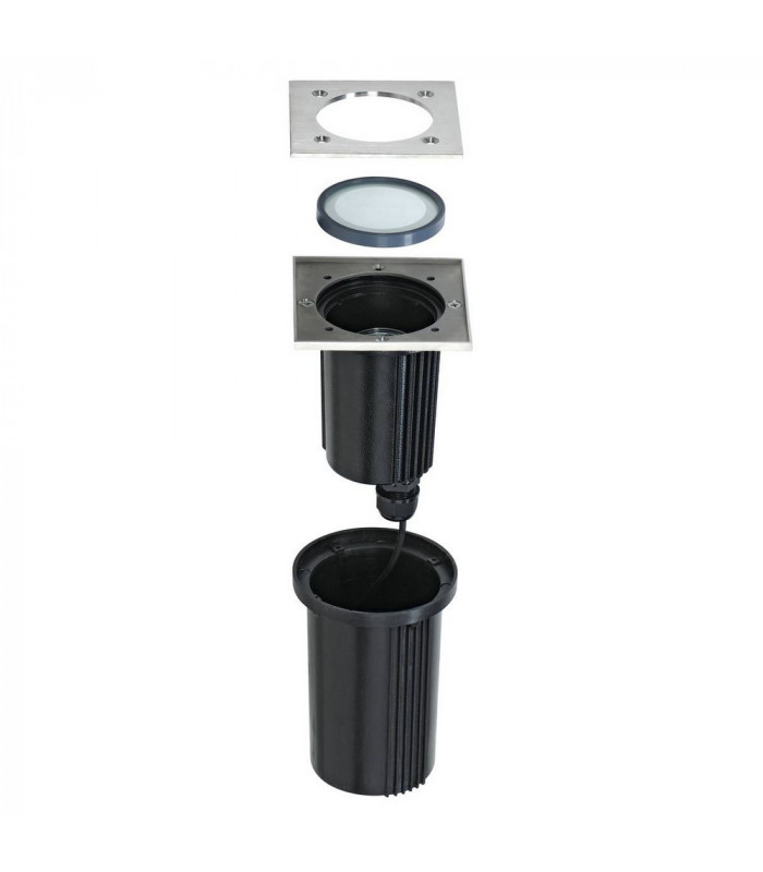 Ground Light Fitting, Square, Stainless Steel 316, Ip67, GU10