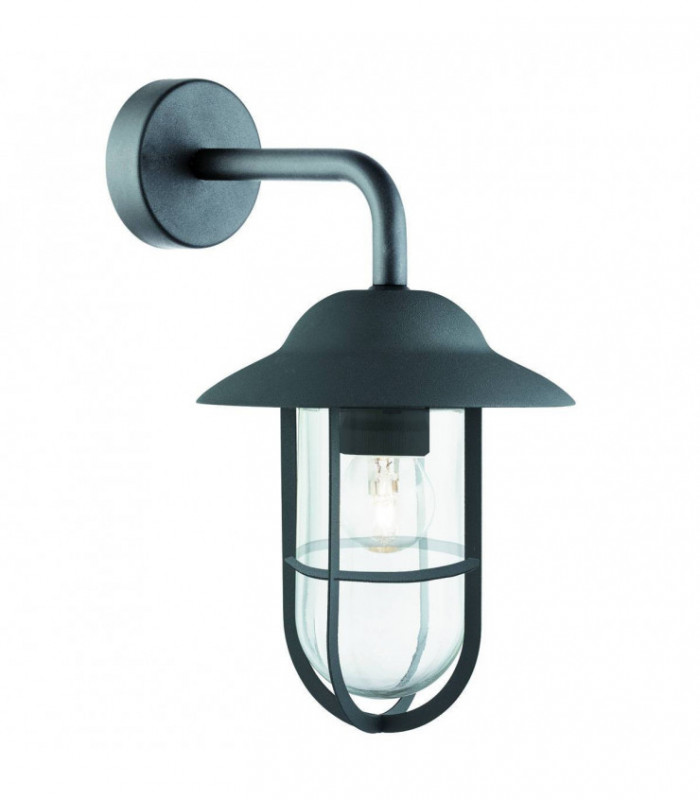 1 Light Outdoor Dome Wall Light Black IP44Glass Lanterns Matt, E27