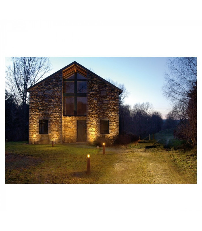 Outdoor Bollard Light, Rusted Iron, E27 Energy Saver, Ip55