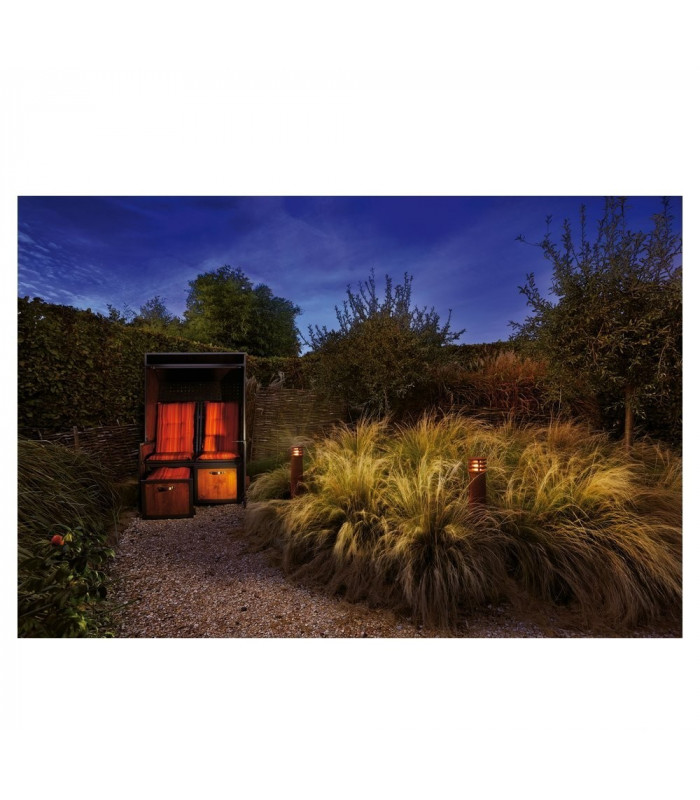 Outdoor Bollard Light, Rusted Iron, E27 Energy Saver, Ip55