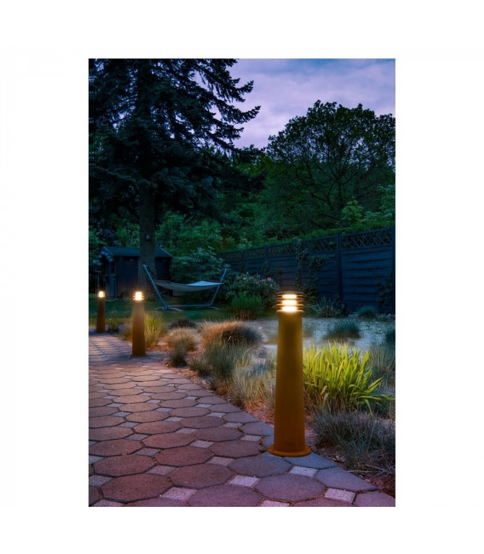 Outdoor Bollard Light, Rusted Iron, E27 Energy Saver, Ip55