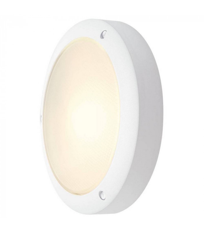 Outdoor Wall And Ceiling Bulkhead, Round, White, E14, Frosted Glass, IP44