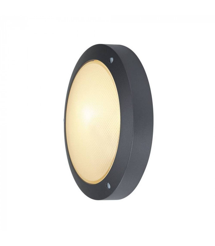Outdoor Wall And Ceiling Bulkhead, Round, Anthracite, E14, Frosted Glass, IP44