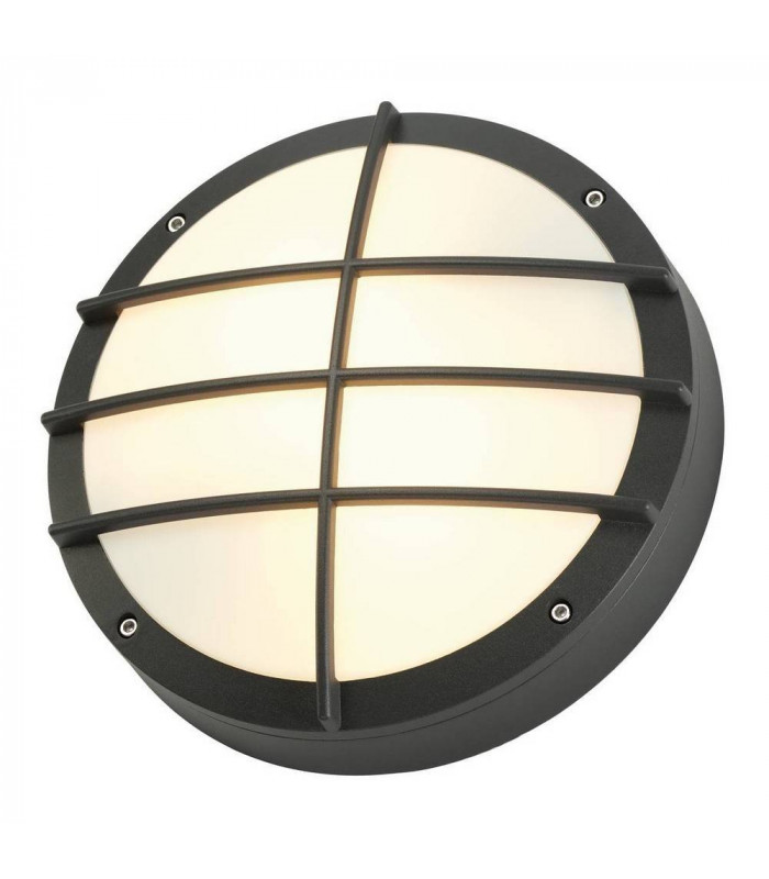 Outdoor Wall And Ceiling Bulkhead, Round, Anthracite, E27, Pc Cover, IP44