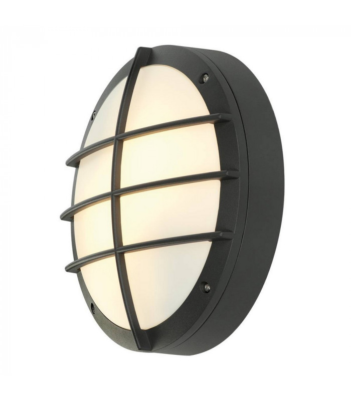 Outdoor Wall And Ceiling Bulkhead, Round, Anthracite, E27, Pc Cover, IP44