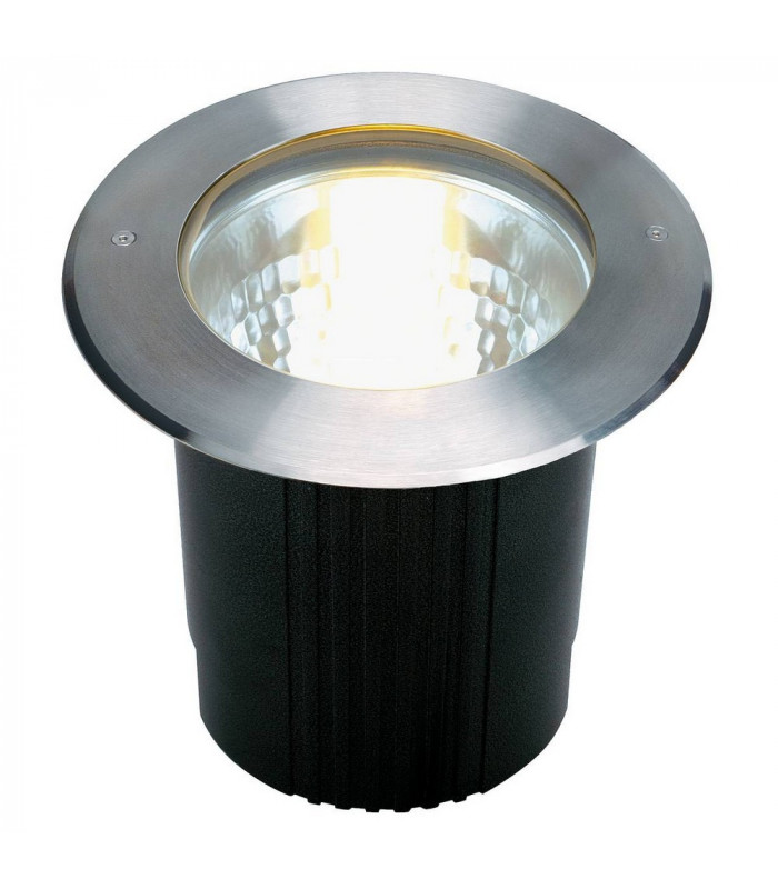 1 Light Ground Light Fitting, Round, Stainless Steel 316, E27, Ip67