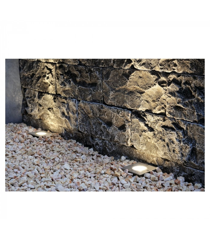 1 Light Ground Light Fitting, Square, Stainless Steel 316, Ip67, GU10