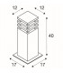 1 Light Square 40, Rusted Iron, E27 Energy Saver, Ip55