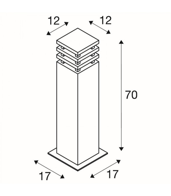 1 Light Square 70, Rusted Iron, E27 Energy Saver, Ip55