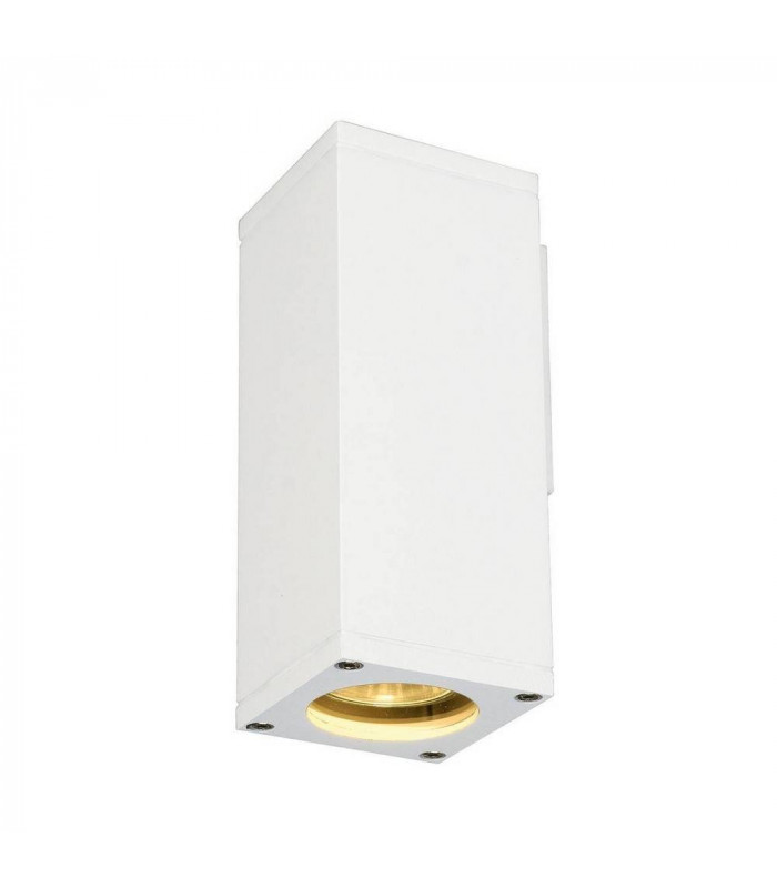 1 Light Square Flush Box Wall Light, White, Gu10, IP44
