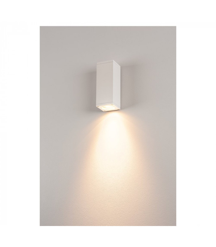 1 Light Square Flush Box Wall Light, White, Gu10, IP44