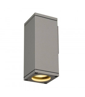 1 Light Square Flush Box Wall Light, Silver-Grey, Gu10, IP44
