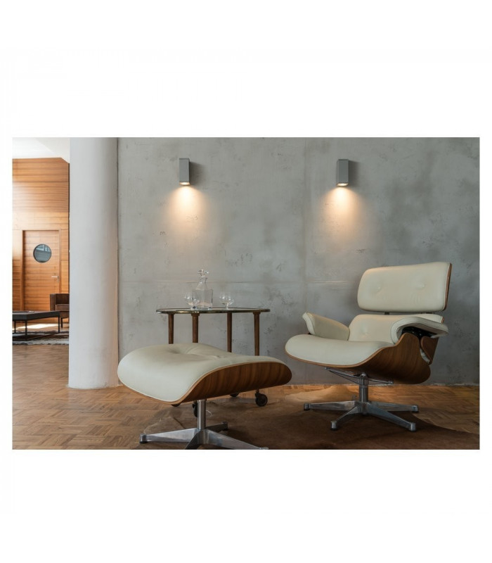 1 Light Square Flush Box Wall Light, Silver-Grey, Gu10, IP44
