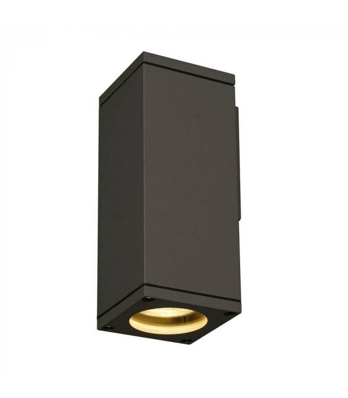 1 Light Square Flush Box Wall Light, Anthracite, Gu10, IP44