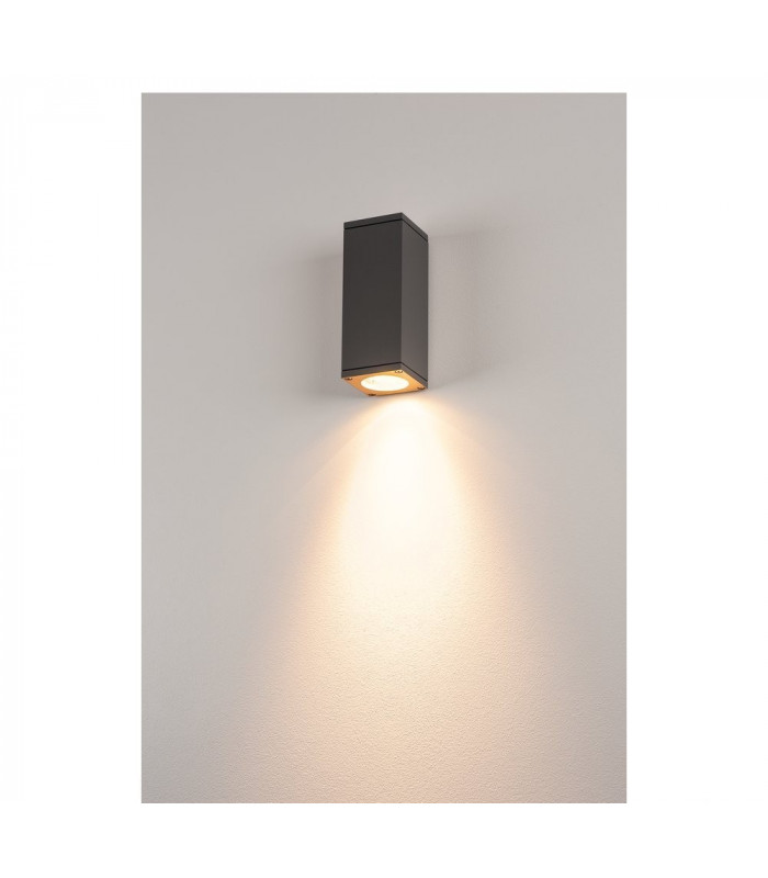 1 Light Square Flush Box Wall Light, Anthracite, Gu10, IP44