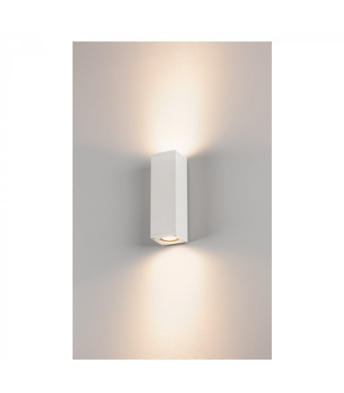 Up Down Square Flush Box Wall Light, White, Gu10, IP44