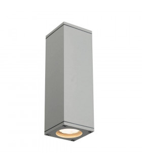Up Down Square Flush Box Wall Light, Silver-Grey Gu10, IP44