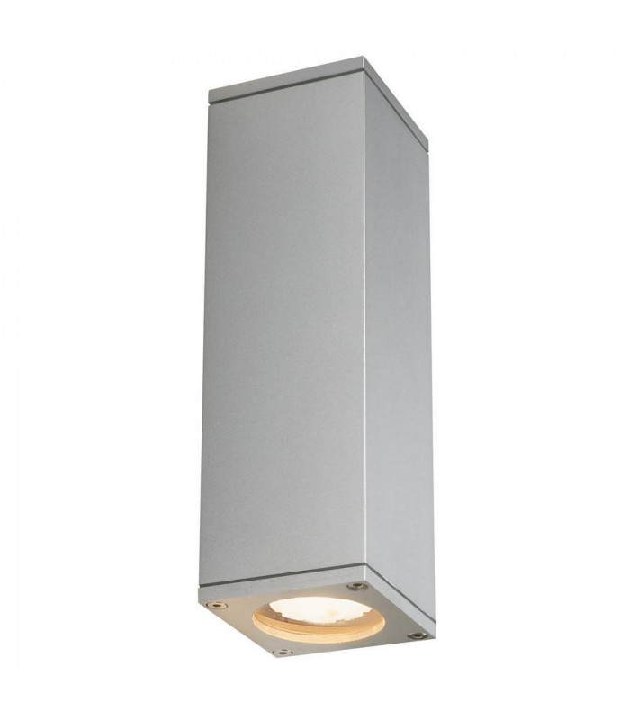 Up Down Square Flush Box Wall Light, Silver-Grey Gu10, IP44