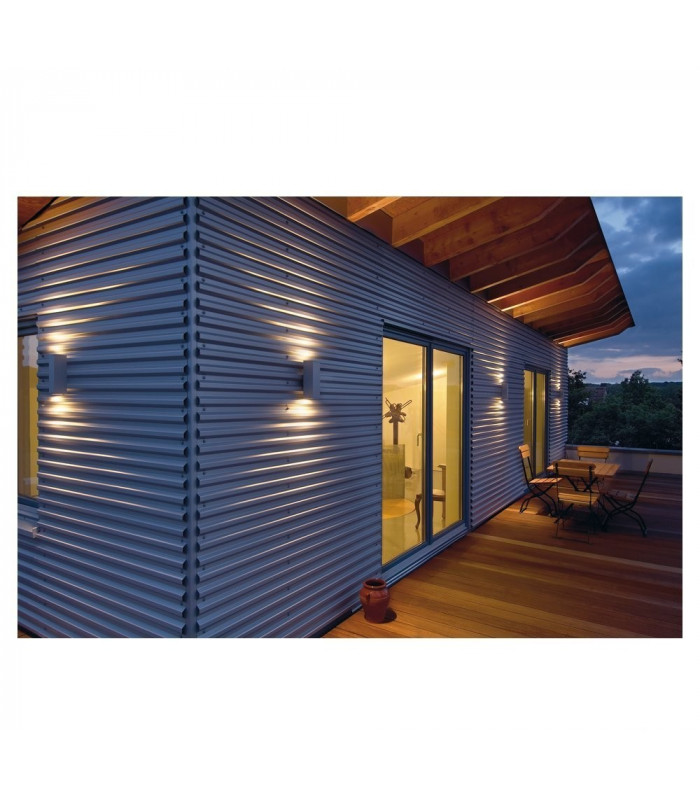 Up Down Square Flush Box Wall Light, Silver-Grey Gu10, IP44