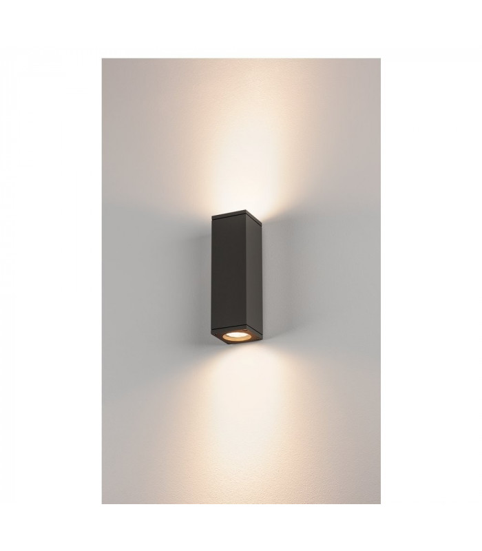 Up Down Square Flush Box Wall Light, Anthracite, Gu10, IP44