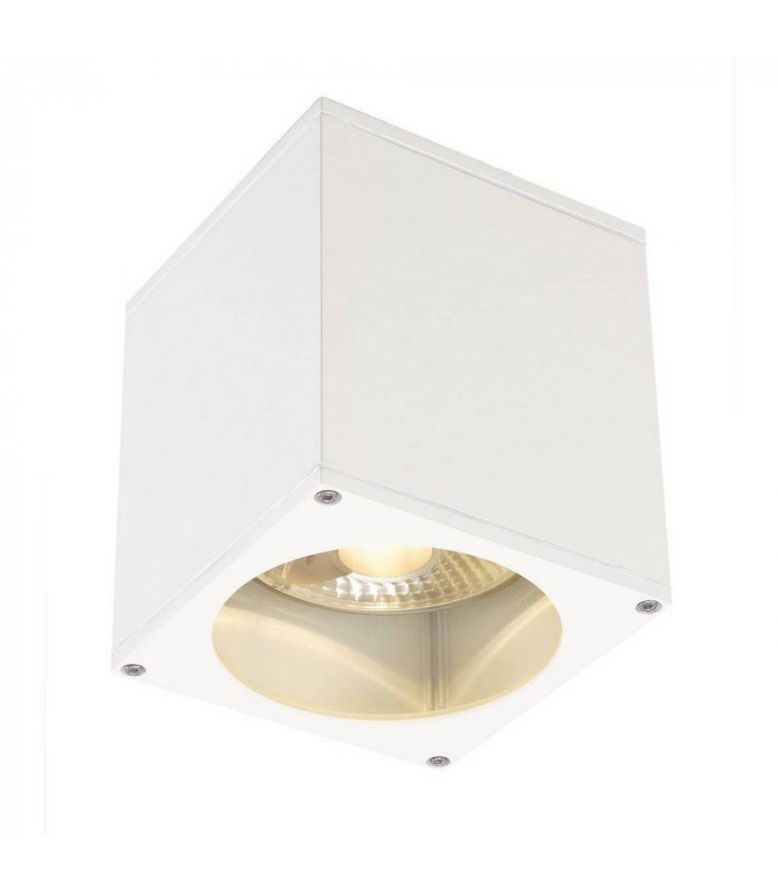 1 Light Outdoor Surface Mounted Ceiling Light, Square, White, Es111, IP44, GU10