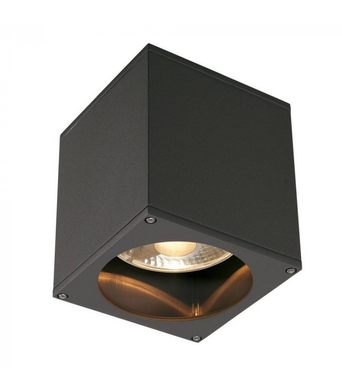 1 Light Outdoor Surface Mounted Ceiling Light, Square, Anthracite, Es111, IP44, GU10