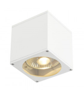 1 Light Outdoor Square Flush Box Wall Light, White, Es111, IP44, GU10
