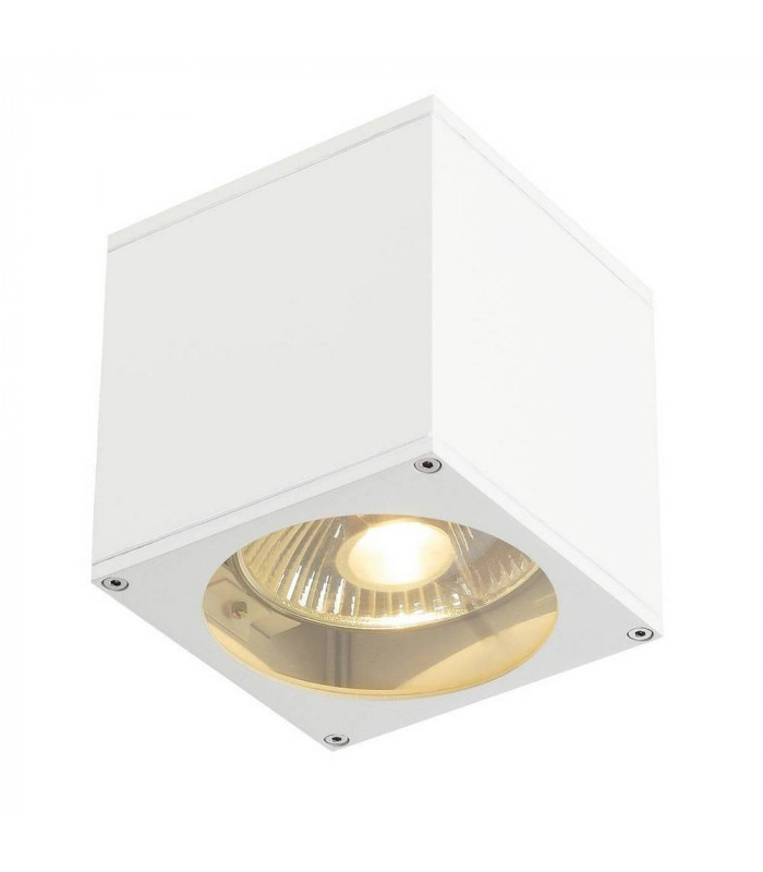 1 Light Outdoor Square Flush Box Wall Light, White, Es111, IP44, GU10