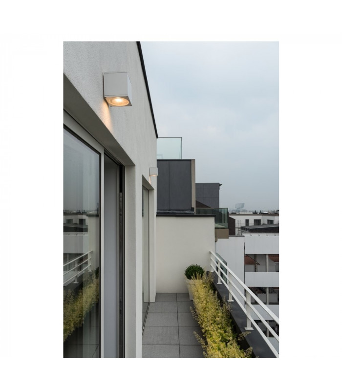 1 Light Outdoor Square Flush Box Wall Light, White, Es111, IP44, GU10