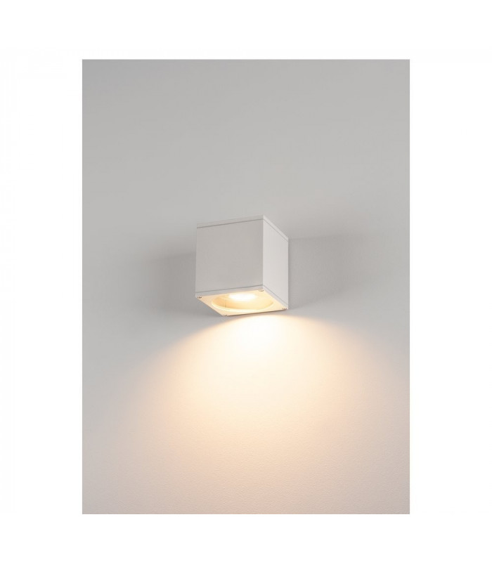 1 Light Outdoor Square Flush Box Wall Light, White, Es111, IP44, GU10