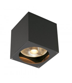 1 Light Outdoor Square Flush Box Wall Light, Anthracite, Es111, IP44, GU10