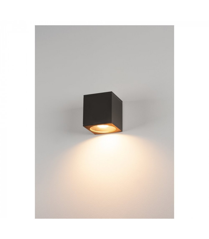 1 Light Outdoor Square Flush Box Wall Light, Anthracite, Es111, IP44, GU10