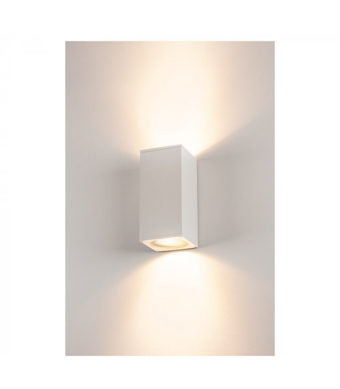 Up Down Outdoor Square Flush Box Wall Light, White, Es111, IP44, GU10