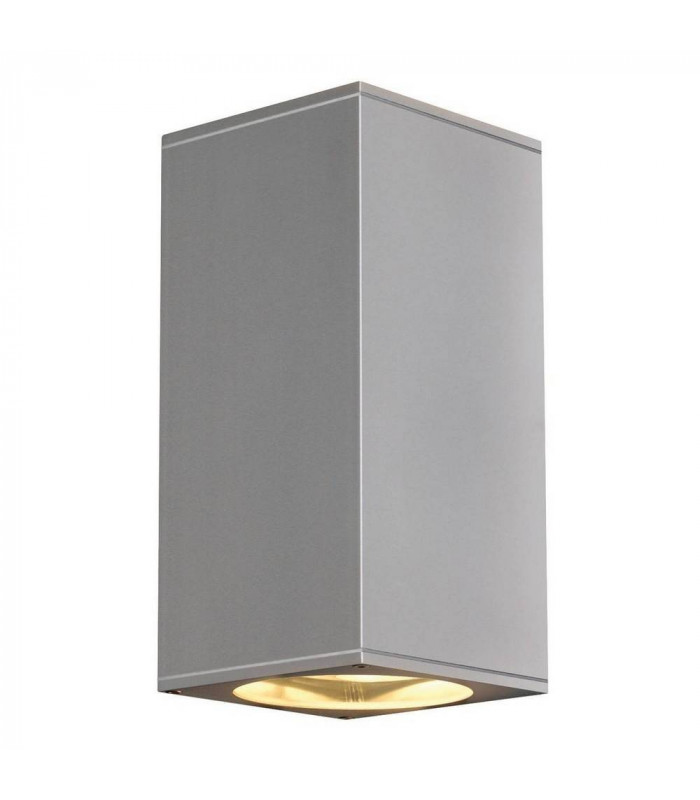 Up Down Outdoor Square Flush Box Wall Light, Silver-Grey, Es111, IP44, GU10
