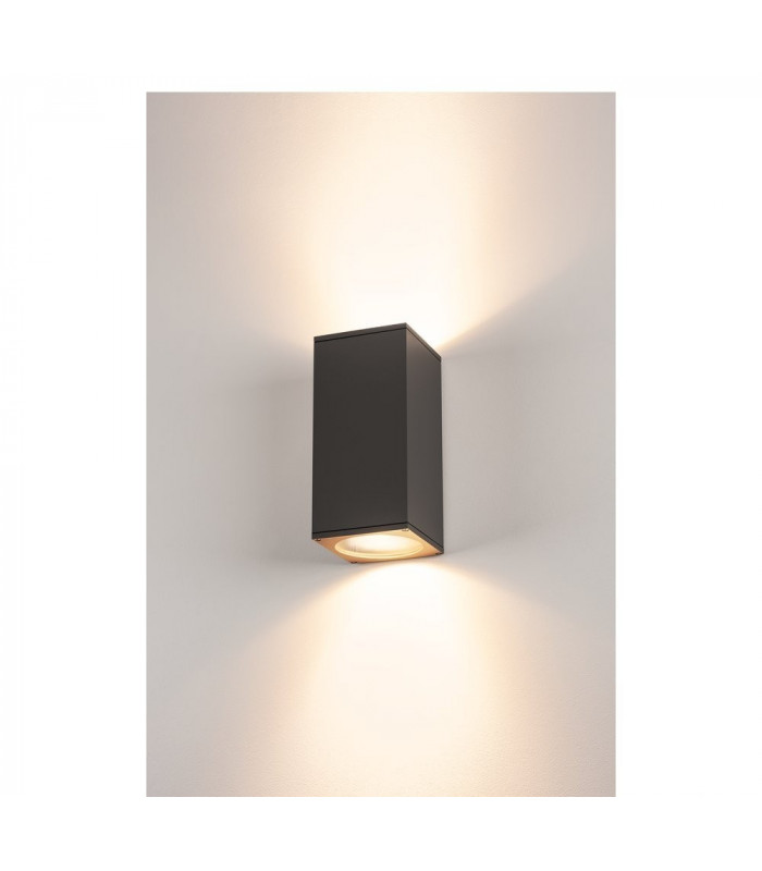 Up Down Outdoor Square Flush Box Wall Light, Anthracite, Es111, IP44, GU10