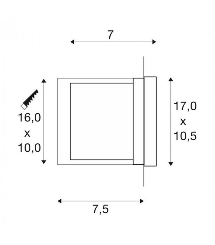 Recessed Wall Light, Rectangular, Silver-Grey, 3000K Led, IP54