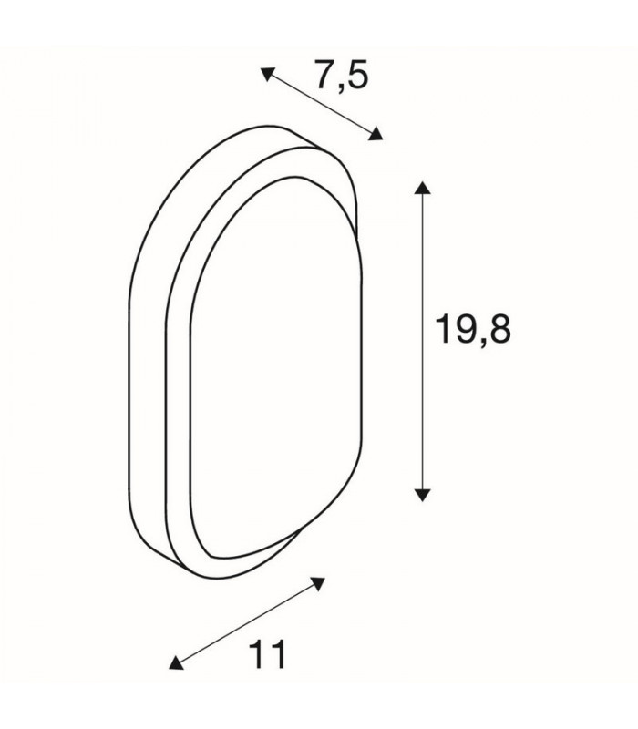Wall And Ceiling Light, Oval, Anthracite, 11W Led, 3000K, Ip44