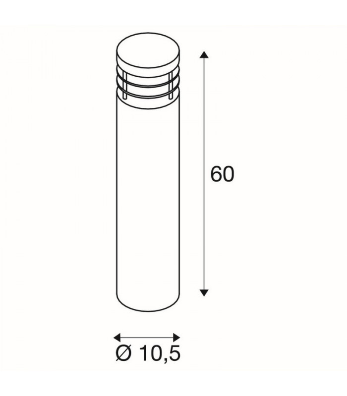 1 Light Vap Slim 60 Bollard Light, Stainless Steel Brushed, E27, IP44