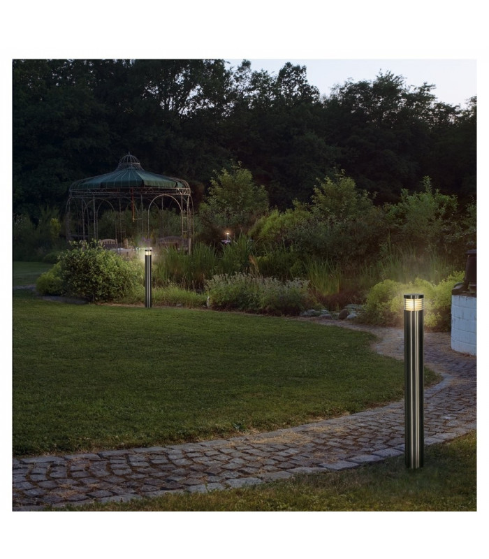 1 Light Vap Slim 60 Bollard Light, Stainless Steel Brushed, E27, IP44