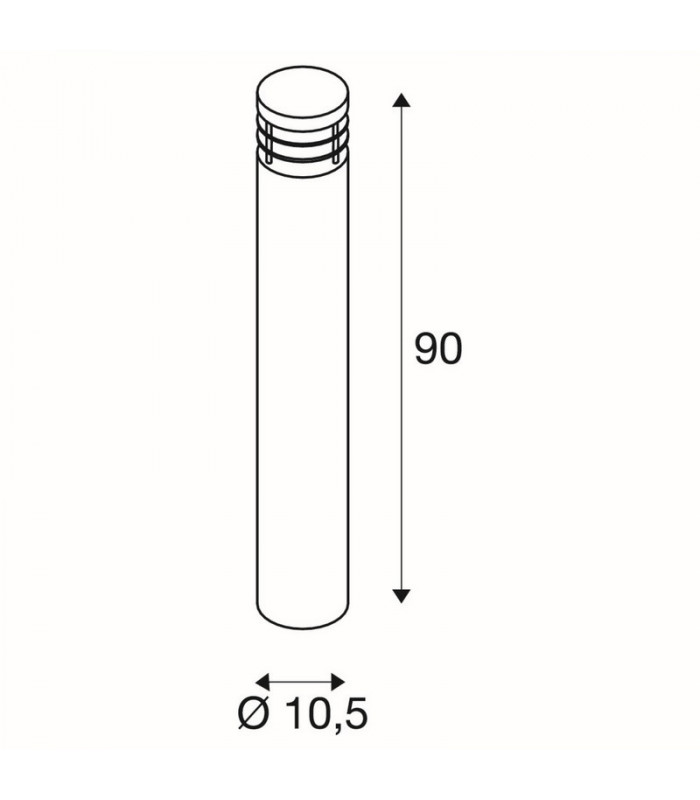1 Light Vap Slim 90 Bollard Light, Stainless Steel Brushed, E27, IP44