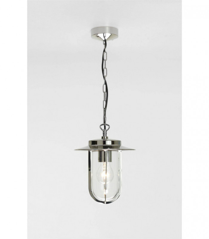 1 Light Outdoor Ceiling Pendant Light Polished Nickel IP44, E27